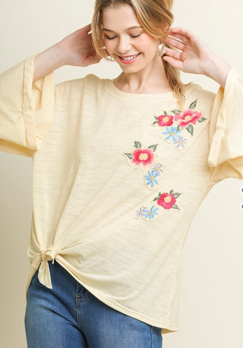 Yellow Flowered Knot Top