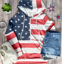 Load image into Gallery viewer, Stars and Stripes 1/2 Zip Hoodie
