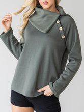 Load image into Gallery viewer, Button Detail Split Collar Sweatshirt
