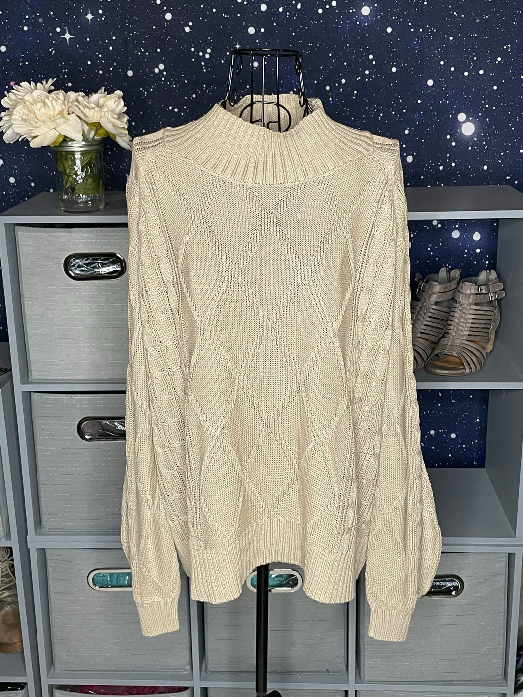 Tan Diamond Pattern Sweater