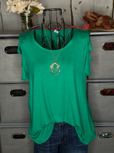 Load image into Gallery viewer, Green Cold Shoulder Top
