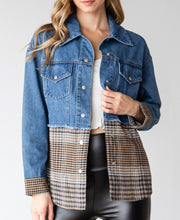 Load image into Gallery viewer, Denim and Plaid Shacket
