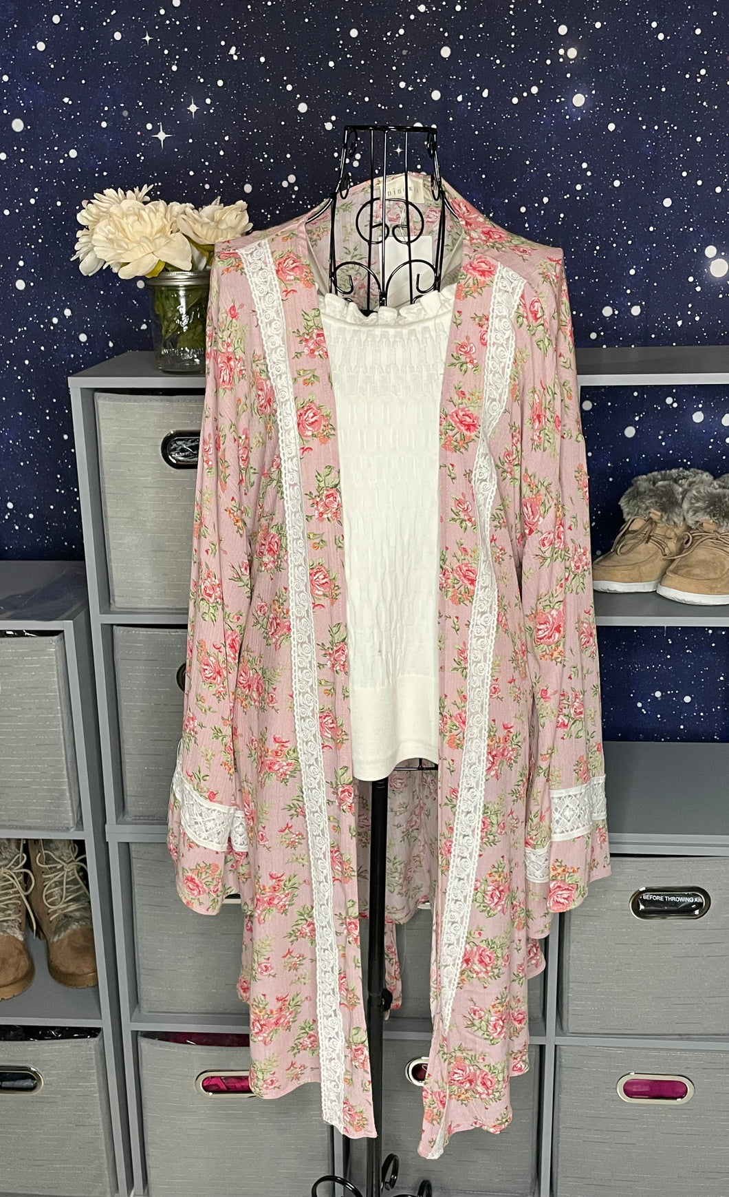Blush Floral Kimono Cardigan