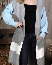 Load image into Gallery viewer, Blue/Grey/White Color Block Cardigan
