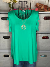 Load image into Gallery viewer, Green Cold Shoulder Top
