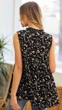 Load image into Gallery viewer, Black Floral Ruffle Detail Tank by
