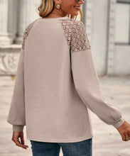 Load image into Gallery viewer, Tan Waffle Knit Top with Lace Shoulders
